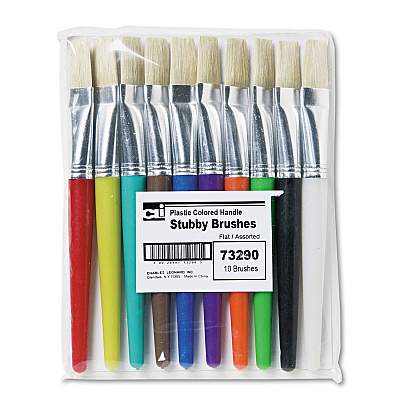 Charles Leonard Stubby Brush Set, Natural Bristle, Flat Profile, 10/Set (LEO73290)