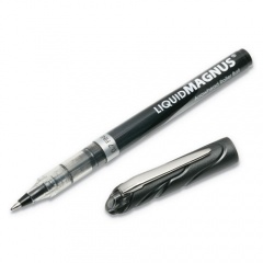 AbilityOne 7520014612664 SKILCRAFT Liquid Magnus Roller Ball Pen, Stick, Fine 0.7 mm, Black Ink, Clear/Black Barrel, Dozen
