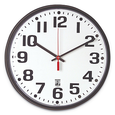 AbilityOne 6645015573148 SKILCRAFT Self-Set Wall Clock, 12.75" Overall Diameter, Black Case, 1 AA (sold separately)