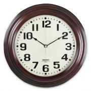 AbilityOne 6645014216904 SKILCRAFT Mahogany Wall Clock, 16" Overall Diameter, Mahogany Case, 1 AA (sold separately)