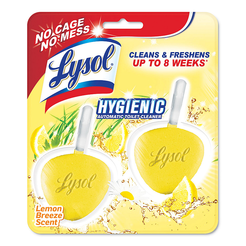 LYSOL Hygienic Automatic Toilet Bowl Cleaner, Lemon Breeze, 2/Pack (RAC83723)
