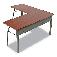 Linea Italia Trento Line L-Shaped Desk, 59.13" x 59.13" x 29.5", Cherry (LITTR737CH)