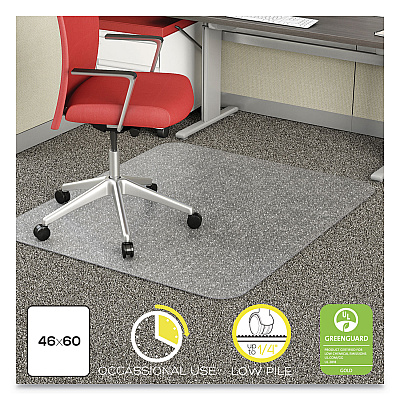 deflecto EconoMat Occasional Use Chair Mat, Low Pile Carpet, Roll, 46 x 60, Rectangle, Clear (DEFCM11442FCOM)