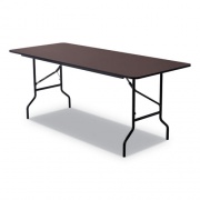 Iceberg OfficeWorks Classic Wood-Laminate Folding Table, Curved Legs, Rectangular, 72w x 30d x 29h, Walnut (55324)