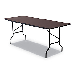 Iceberg OfficeWorks Classic Wood-Laminate Folding Table, Curved Legs, Rectangular, 72" x 30" x 29", Walnut (ICE55324)