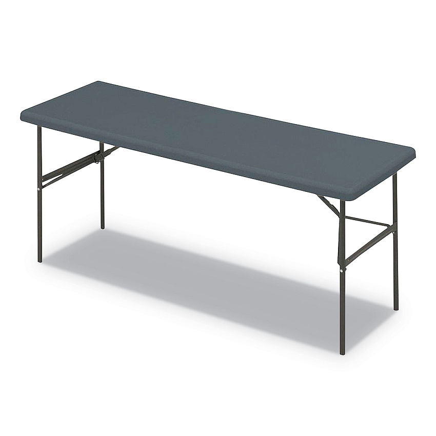 Iceberg IndestrucTable Classic Folding Table, Rectangular, 72" x 24" x 29", Charcoal (ICE65387)