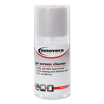 Innovera Anti-Static Gel Screen Cleaner, with Gray Microfiber Cloth, 4 oz Spray Bottle (IVR51520)