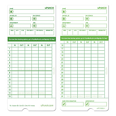 Time Clock Cards for uPunch HN1000/HN3000/HN3600, Two Sides, 7.5 x 3.5, 100/Pack (PPZHNTCG1100)