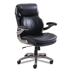 SertaPedic Cosset Mid-Back Executive Chair, Supports Up to 275 lb, 18.5" to 21.5" Seat Height, Black Seat/Back, Slate Base (SRJ48966)