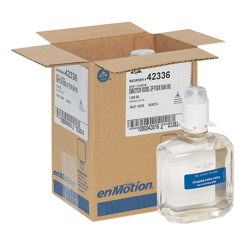 Georgia Pacific Professional GP enMotion High-Frequency-Use Foam Sanitizer Dispenser Refill, Fragrance-Free, 1,000 mL, Fragrance-Free, 2/Carton (GPC42336)