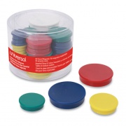 Universal High-Intensity Assorted Magnets, Circles, Assorted Colors, 0.75", 1.25" and 1.5" Diameters, 30/Pack (31251)