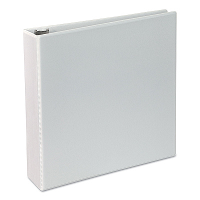 Universal Deluxe Round Ring View Binder, 3 Rings, 2" Capacity, 11 x 8.5, White (UNV20732)