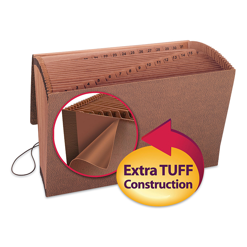 Smead TUFF Expanding Wallet, 31 Sections, Elastic Cord Closure, 1/15-Cut Tabs, Legal Size, Redrope (SMD70369)