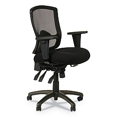 Alera Etros Series Mesh Mid-Back Petite Multifunction Chair, Supports Up to 275 lb, 17.16" to 20.86" Seat Height, Black (ALEET4017)