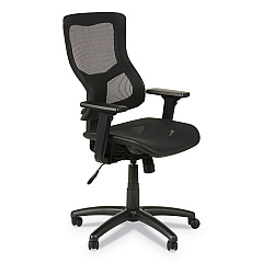 Alera Elusion II Series Suspension Mesh Mid-Back Synchro Seat Slide Chair, Supports 275 lb, 16.34" to 20.35" Seat, Black (ALEELT4218S)