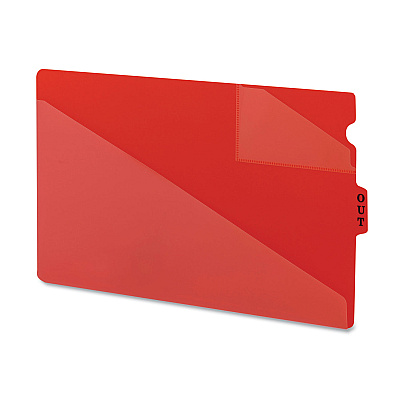 Smead End Tab Poly Out Guides, Two-Pocket Style, 1/3-Cut End Tab, Out, 8.5 x 14, Red, 50/Box (SMD61970)