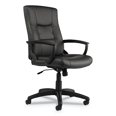 Alera YR Series Executive High-Back Swivel/Tilt Bonded Leather Chair, Supports 275 lb, 17.71" to 21.65" Seat Height, Black (ALEYR4119)
