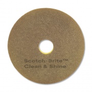 Scotch-Brite Clean and Shine Pad, 17" Diameter, Brown/Yellow, 5/Carton (09544)