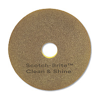 Scotch-Brite Clean and Shine Pad, 17" Diameter, Brown/Yellow, 5/Carton (MMM09544)
