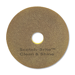 Scotch-Brite Clean and Shine Pad, 17" Diameter, Brown/Yellow, 5/Carton (MMM09544)