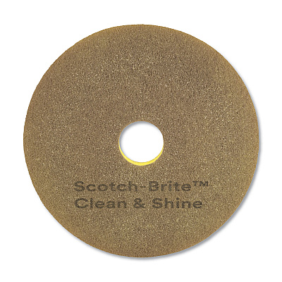 Scotch-Brite Clean and Shine Pad, 17" Diameter, Brown/Yellow, 5/Carton (MMM09544)