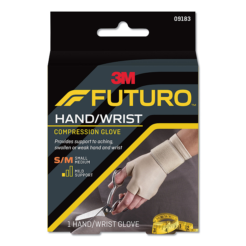 FUTURO Energizing Support Glove, Small/Medium, Fits Palm Size 6.5" - 8.0", Tan (MMM09183EN)