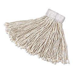 Rubbermaid Commercial Super Stitch Cotton Looped End Wet Mop Head, Large, 1" White Headband (RCPD113)