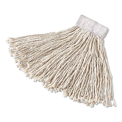 Rubbermaid Commercial Super Stitch Cotton Looped End Wet Mop Head, Large, 1" White Headband (RCPD113)