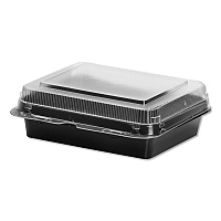 Solo Creative Carryouts Hinged Plastic Hot Deli Boxes, Medium Snack Box, 18 oz, 6.22 x 5.9 x 2.1, Black/Clear, 200/Carton (SCC851611PS94)