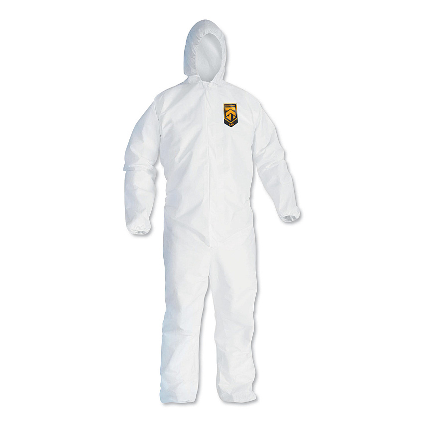 KleenGuard A40 Elastic-Cuff and Ankles Hooded Coveralls, 2X-Large, White, 25/Carton (KCC44325)