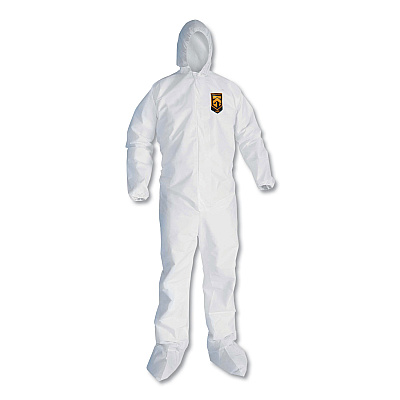 KleenGuard A20 Elastic Back and Ankle Hood and Boot Coveralls, 2X-Large, White, 24/Carton (KCC49125)