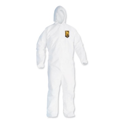 KleenGuard A20 Breathable Particle Protection Coveralls, Zipper Front, Large, White (49113)