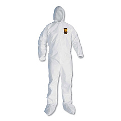 KleenGuard A20 Elastic Back and Ankle Hood and Boot Coveralls, X-Large, White, 24/Carton (KCC49124)