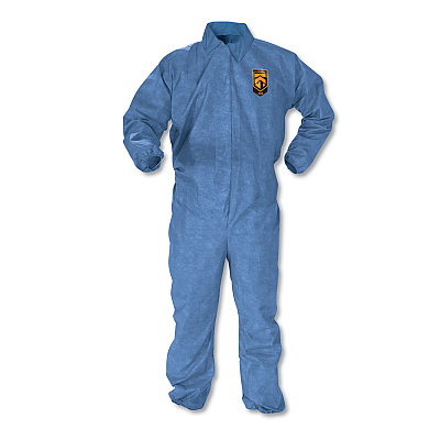 KleenGuard A60 Elastic-Cuff, Ankle and Back Coveralls, Large, Blue, 24/Carton (KCC45003)