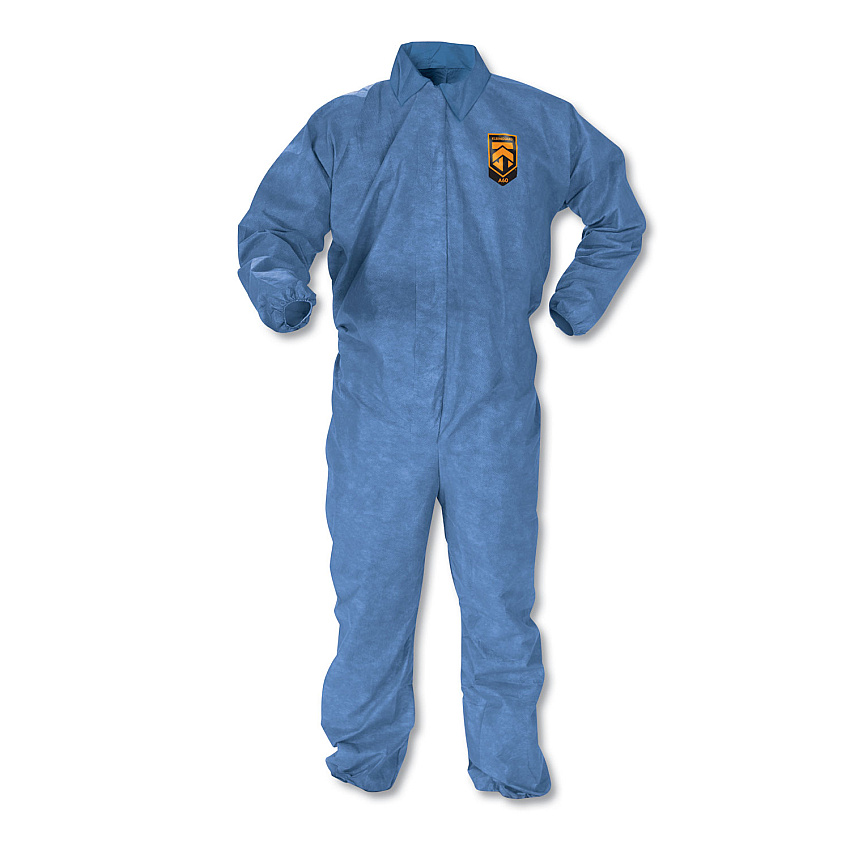 KleenGuard A60 Elastic-Cuff, Ankle and Back Coveralls, Large, Blue, 24/Carton (KCC45003)