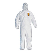 KleenGuard A30 Elastic Back and Cuff Hooded Coveralls, Medium, White, 25/Carton (KCC46112)