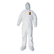 KleenGuard A40 Elastic-Cuff, Ankle, Hood and Boot Coveralls, 4X-Large, White, 25/Carton (KCC44337)