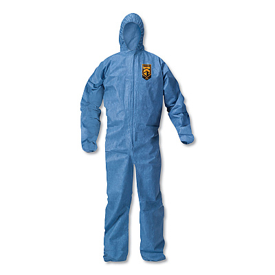 KleenGuard A20 Elastic Back Wrist/Ankle Hooded Coveralls, Large, Blue, 24/Carton (KCC58513)