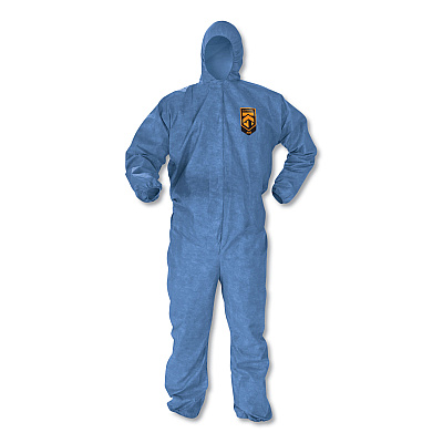 KleenGuard A60 Elastic-Cuff, Ankles and Back Hooded Coveralls, X-Large, Blue, 24/Carton (KCC45024)