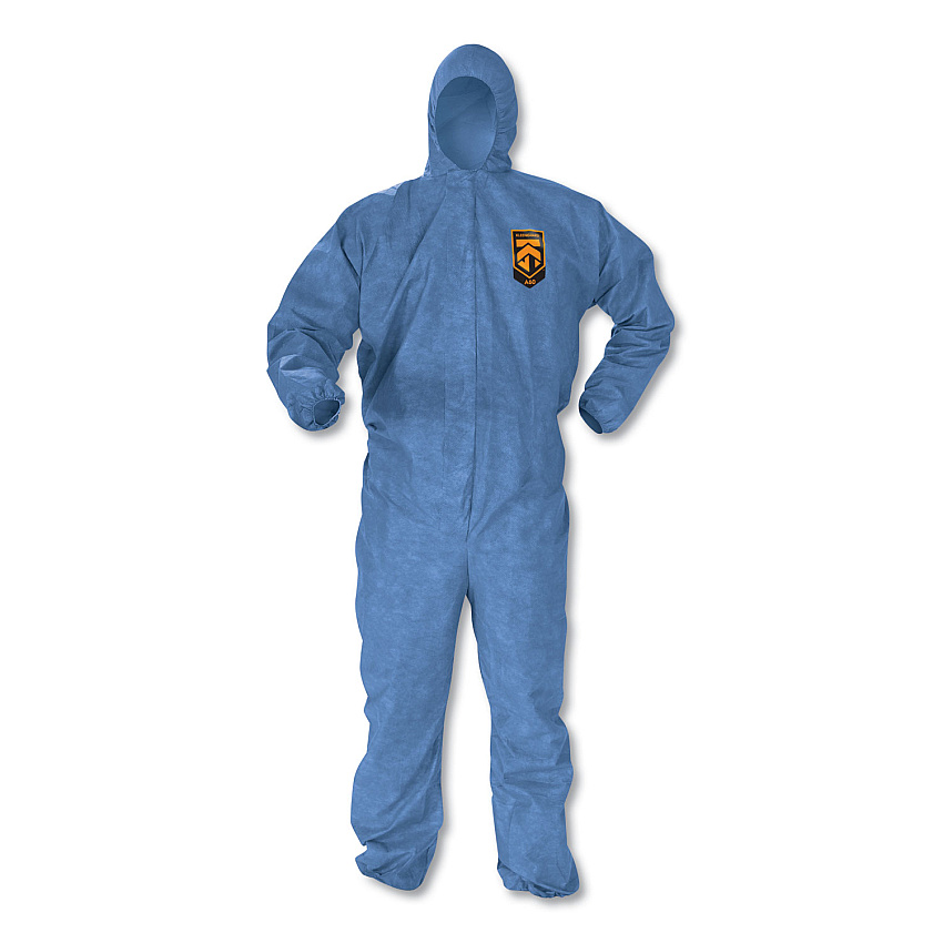 KleenGuard A60 Elastic-Cuff, Ankles and Back Hooded Coveralls, X-Large, Blue, 24/Carton (KCC45024)