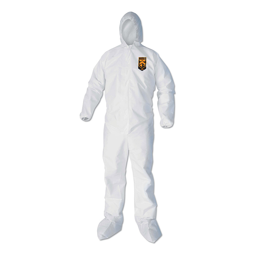KleenGuard A40 Elastic-Cuff, Ankle, Hood and Boot Coveralls, 3X-Large, White, 25/Carton (KCC44336)