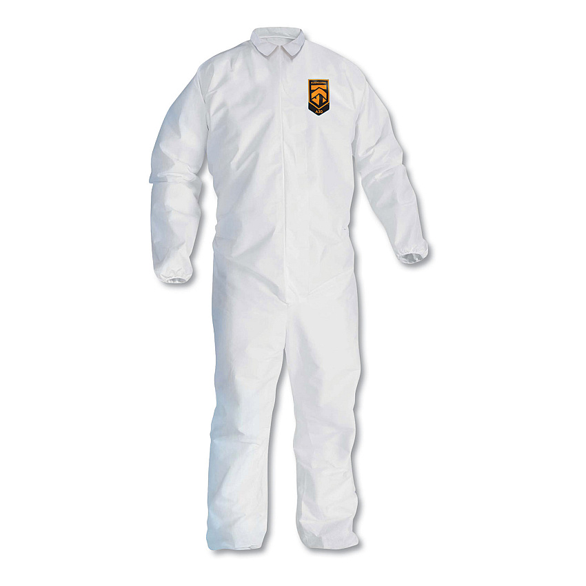 KleenGuard A30 Elastic-Back and Cuff Coveralls, X-Large, White, 25/Carton (KCC46104)