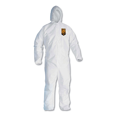 KleenGuard A30 Elastic-Back and Cuff Hooded Coveralls, X-Large, White, 25/Carton (KCC46114)