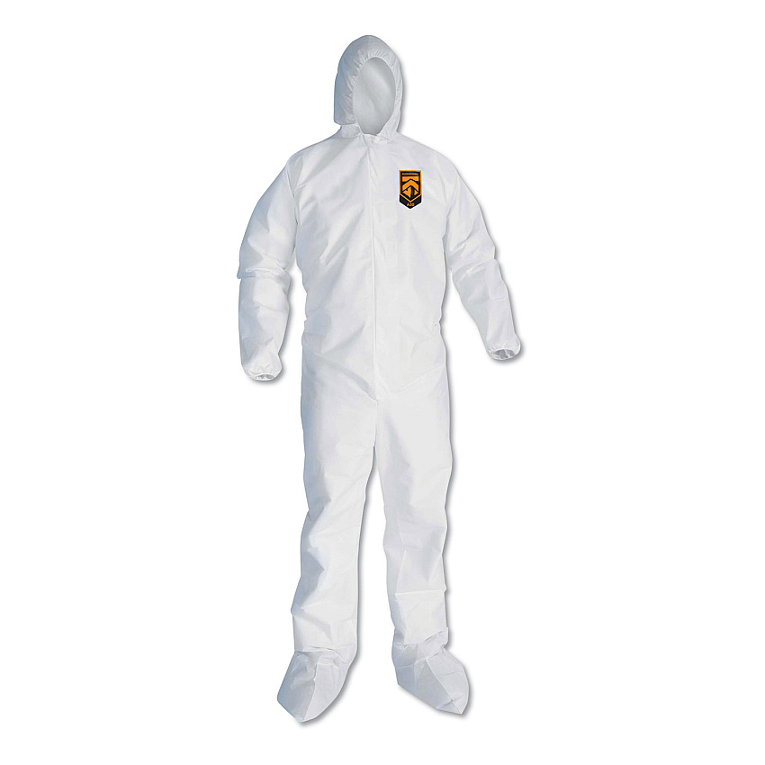 KleenGuard A30 Elastic Back and Cuff Hooded/Boots Coveralls, XL, White, 25/Carton (46124)