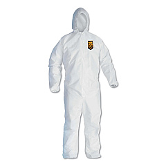 KleenGuard A40 Elastic-Cuff, Ankle, Hooded Coveralls, 3X-Large, White, 25/Carton (KCC44326)