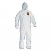 KleenGuard A40 Elastic-Cuff and Ankle Hooded Coveralls, Large, White, 25/Carton (44323)
