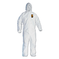 KleenGuard A40 Elastic-Cuff and Ankle Hooded Coveralls, Large, White, 25/Carton (KCC44323)