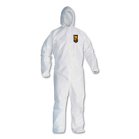 KleenGuard A20 Elastic Back, Cuff and Ankles Hooded Coveralls, 4X-Large, White, 20/Carton (KCC49117)
