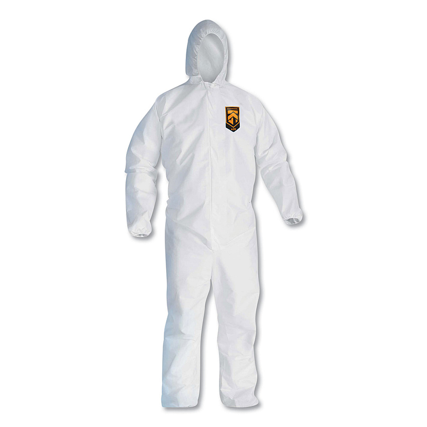 KleenGuard A20 Elastic Back, Cuff and Ankles Hooded Coveralls, 4X-Large, White, 20/Carton (KCC49117)