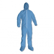 KleenGuard A65 Zipper Front Hood and Boot Flame-Resistant Coveralls, Elastic Wrist and Ankles, X-Large, Blue, 25/Carton (45354)